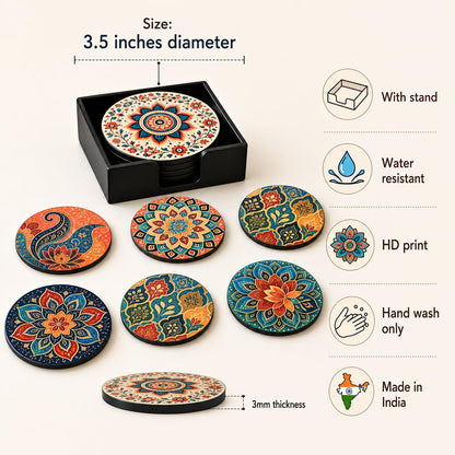 Zesta Mandala Wooden Coasters – Set of 6 – image 5