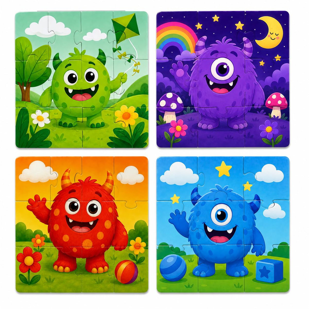 Zesta Cute Monster 9-piece wooden jigsaw puzzle - image 1