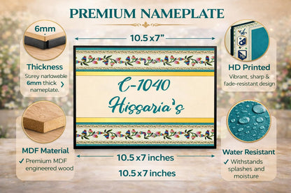 abstract custom name plate for home close up design detail