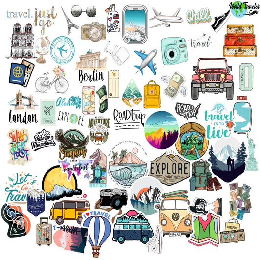 Travel Vinyl Waterproof Sticker (pack of 50).