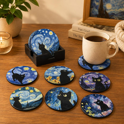 Zesta Van Cat Wooden Coasters – Set of 6 – image 2