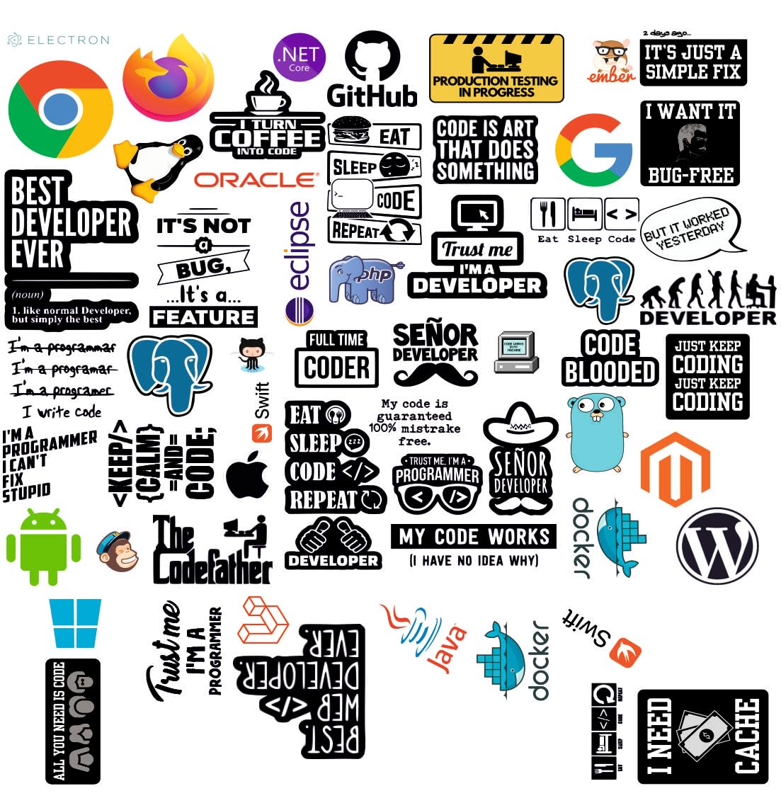 Coder Waterproof Sticker (pack of 54).