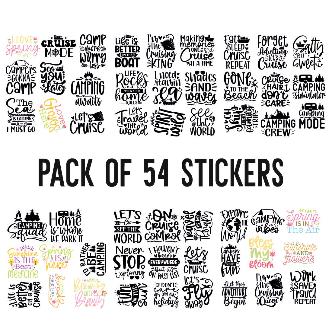 Wanderlust Waterproof Sticker (pack of 54).