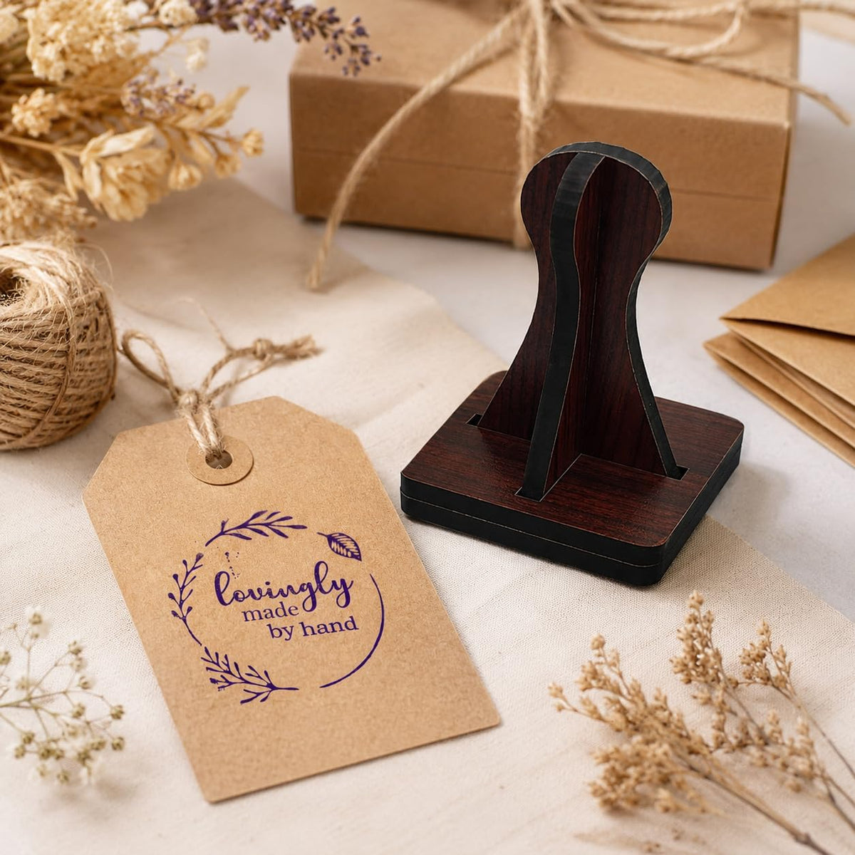 Zesta Handmade with Love – Design 1 wooden rubber stamp with black inkpad - image 2