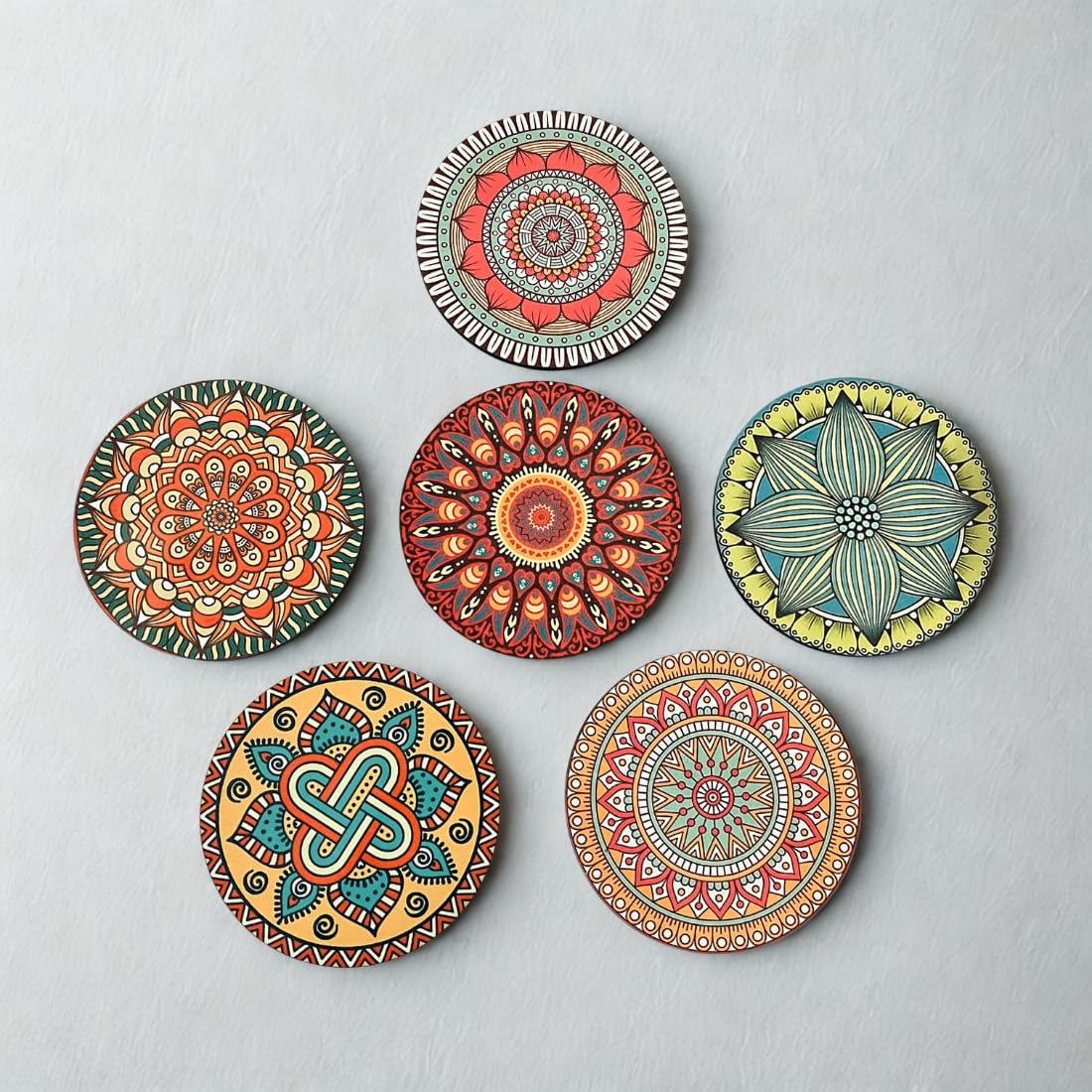 Mandala  MDF Printed Coasters Set of 6 with Holder | Waterproof & Durable