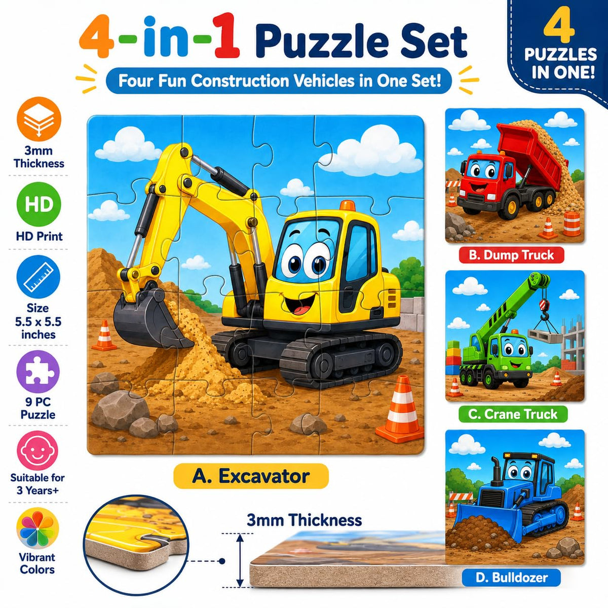 Zesta Trucks 9-piece wooden jigsaw puzzle - image 4