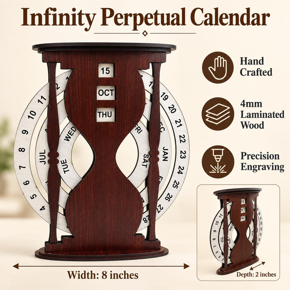 Zesta Infinity Wooden Perpetual desk calendar - image 4