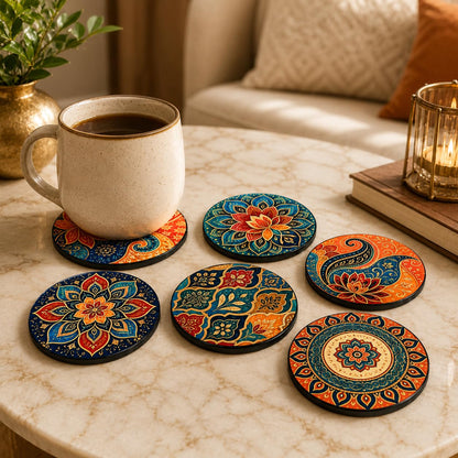 Zesta Mandala Wooden Coasters – Set of 6 – image 2
