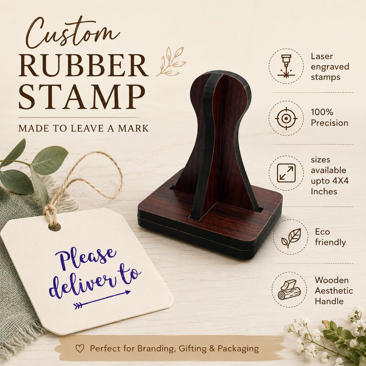 Zesta Please Deliver To wooden rubber stamp with black inkpad - image 3