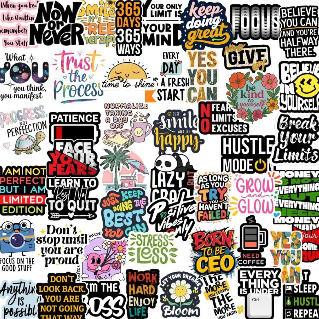 hustle waterproof vinyl stickers for laptop journal and water bottle
