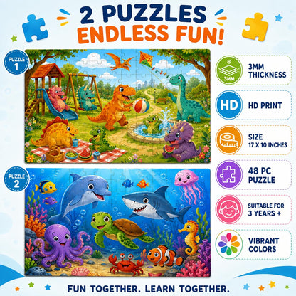 Zesta Dinosaur & Sea Animal 48-piece wooden jigsaw puzzle - image 4