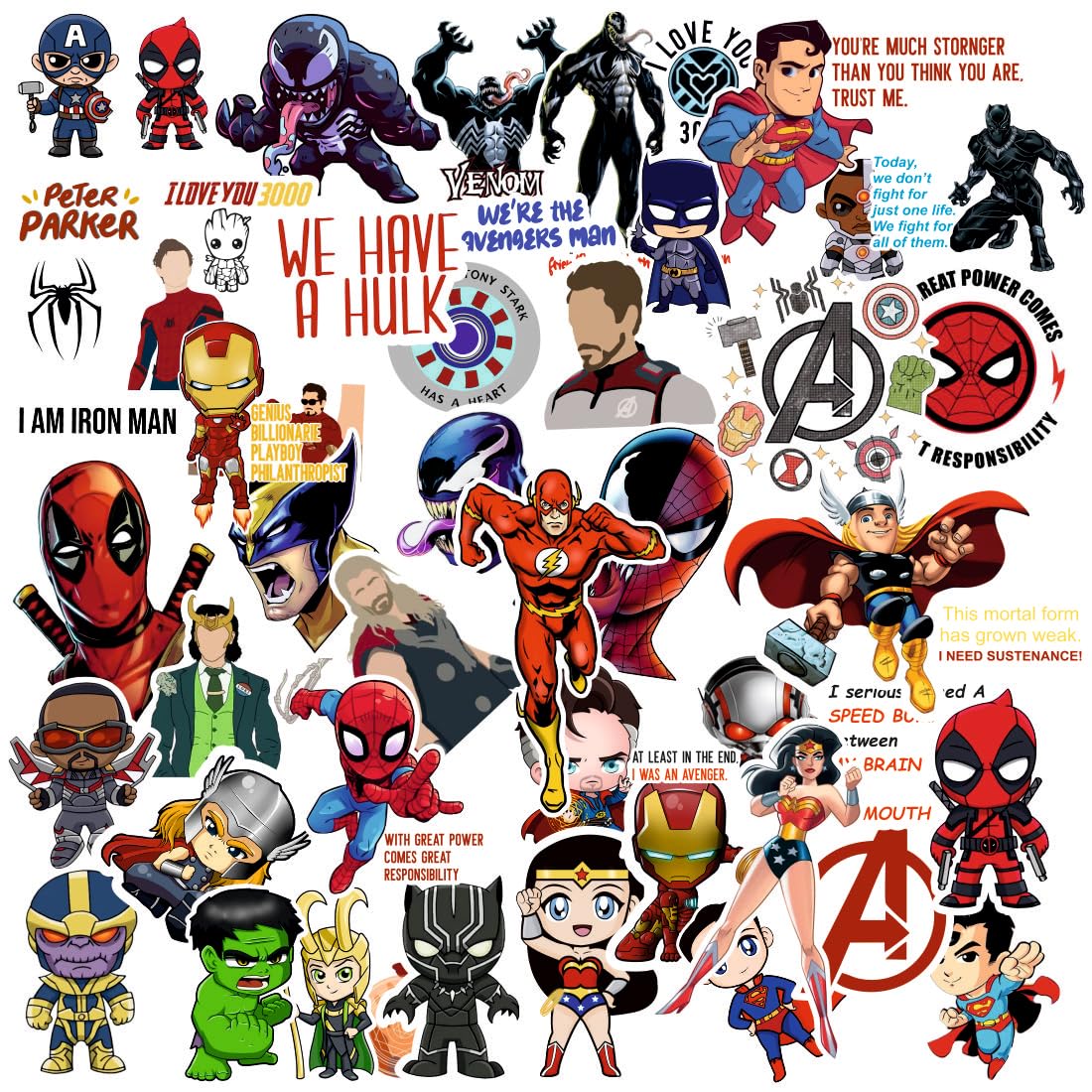 Super Hero Vinyl Waterproof Sticker (pack of 50).