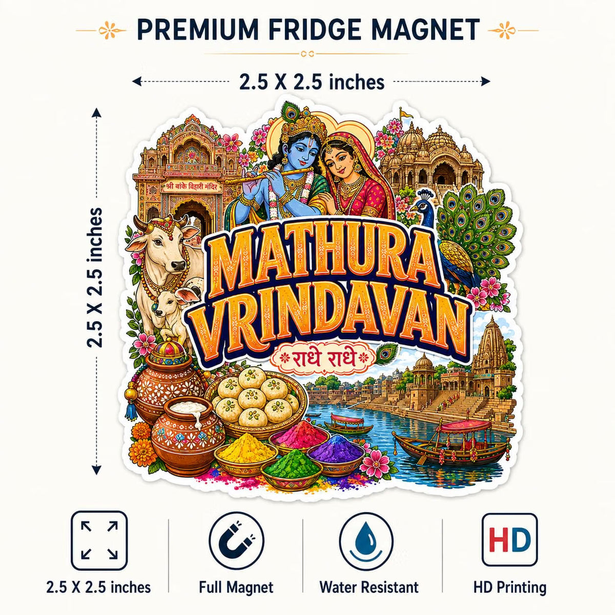 Zesta Mathura Vrindavan wooden fridge magnet - image 4