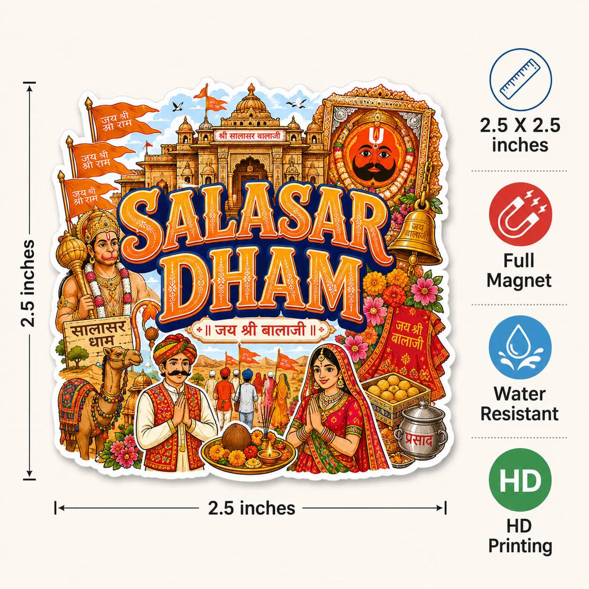 Zesta Salasar Dham wooden fridge magnet - image 5