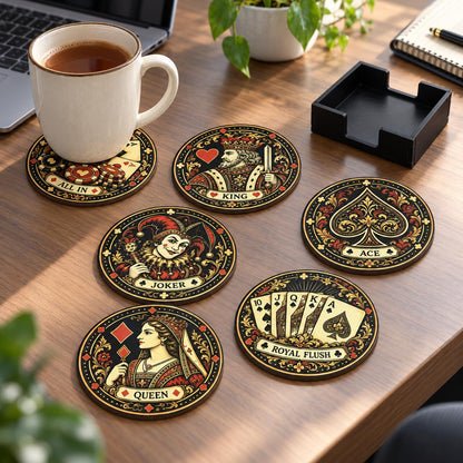 Zesta Poker Wooden Coasters – Set of 6 – image 1
