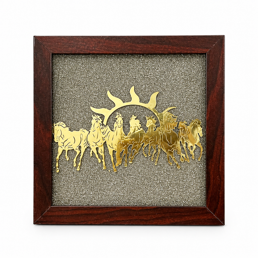 7 horses raw pyrite frame certified close up design detail