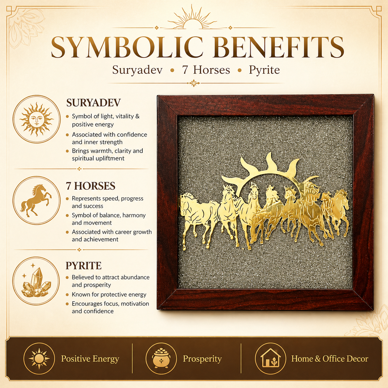 7 horses raw pyrite frame certified size and finish detail