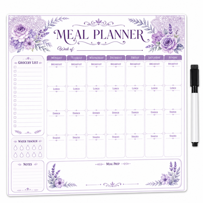 lavendar floral magnetic vinyl magnetic vinyl planner for fridge and office planning