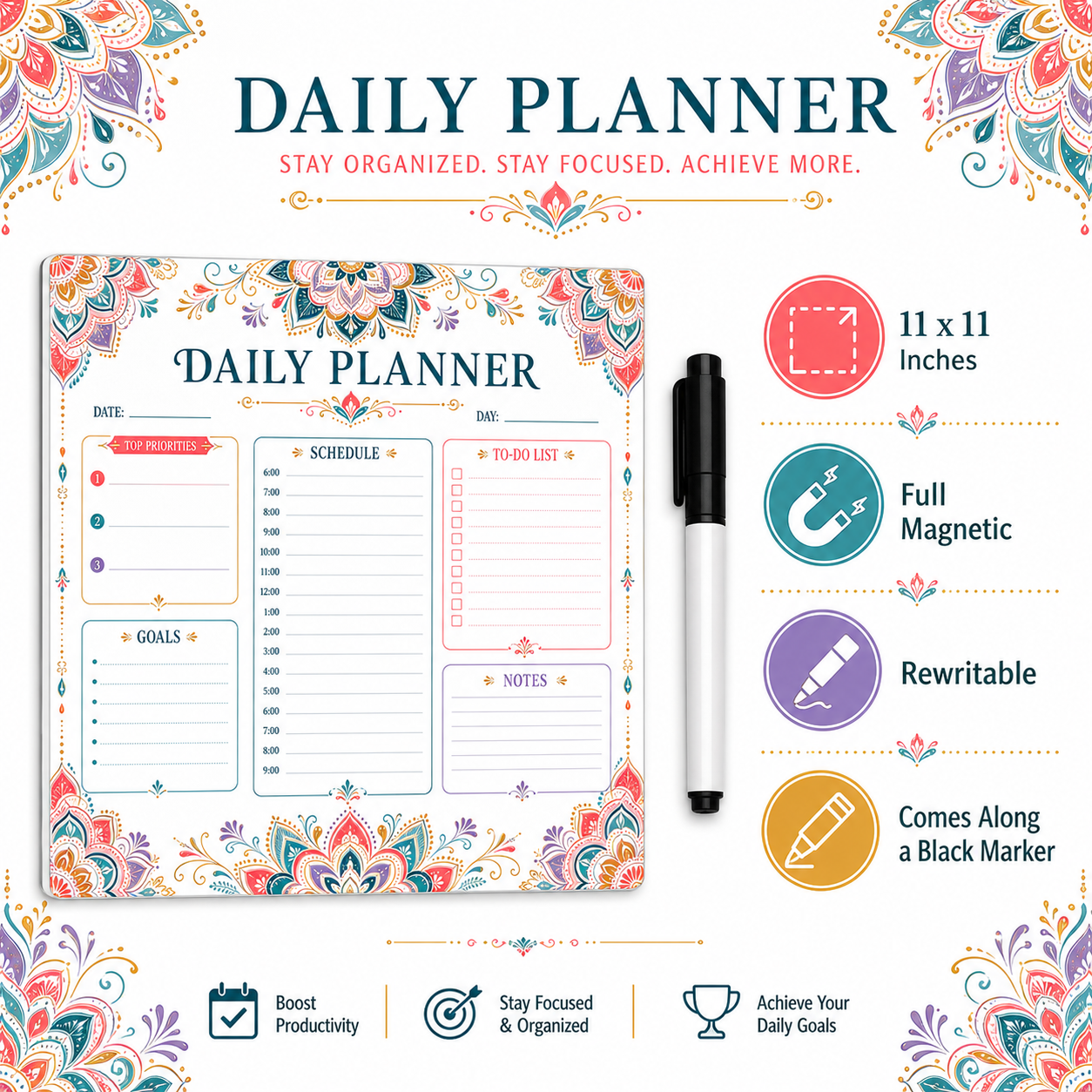mandala magnetic vinyl magnetic vinyl planner feature and material detail