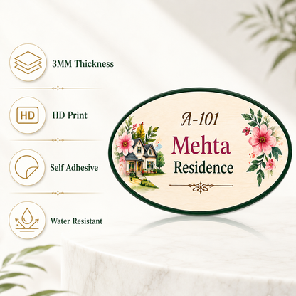 colorful flowers custom name plate for home lifestyle use for home entrance door name board