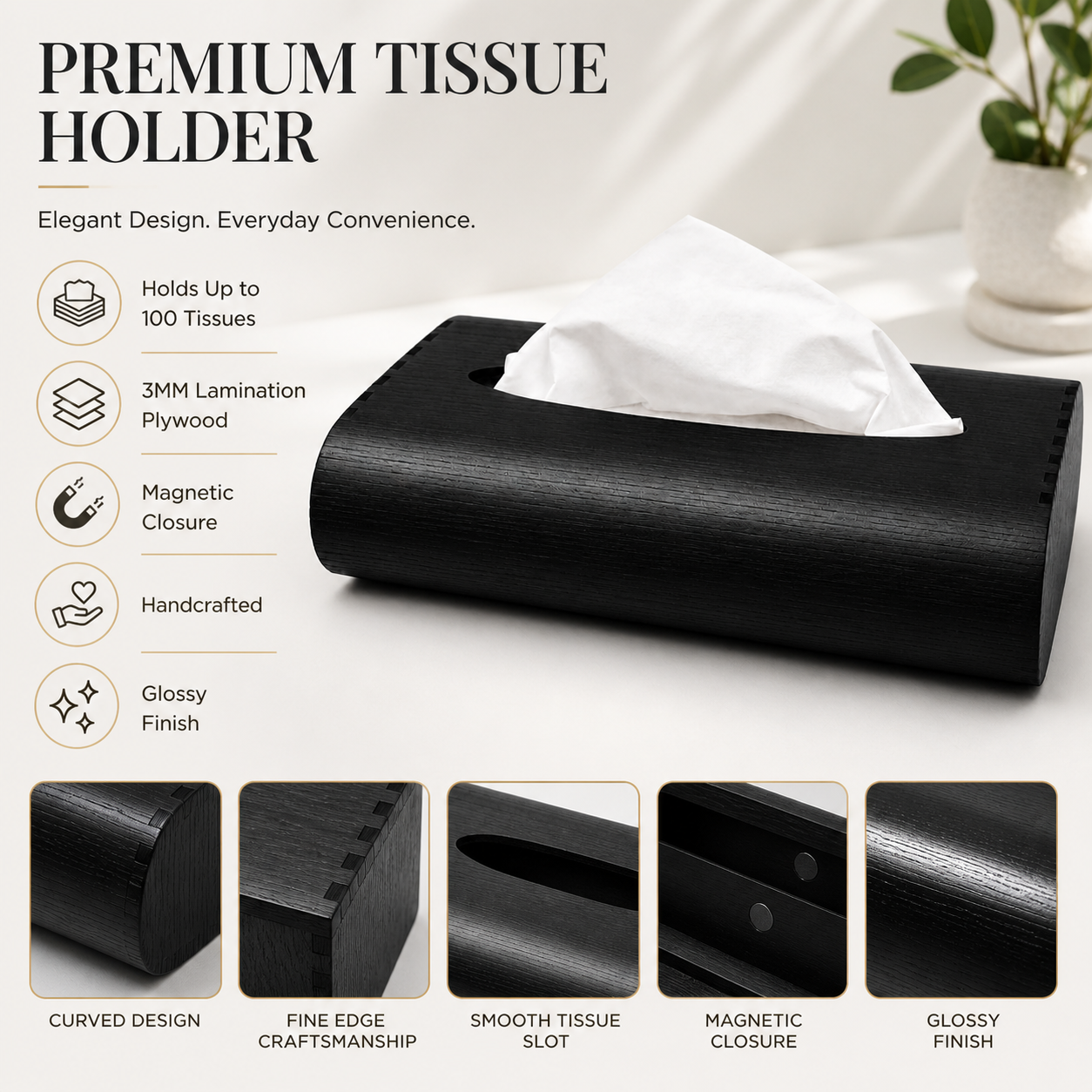 wooden tissue holder box for table decorative tissue holder home decor styling view