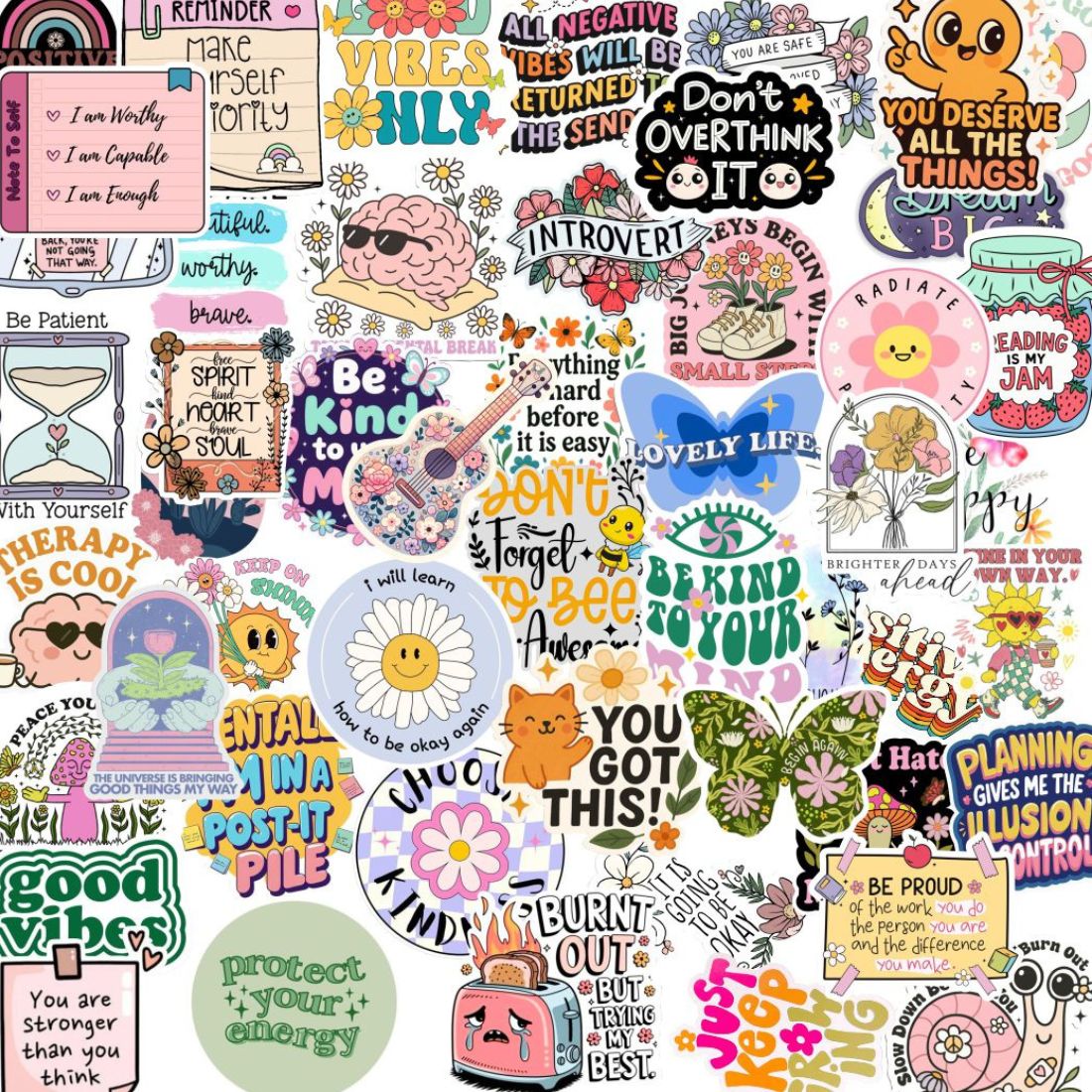 positivity waterproof vinyl stickers for laptop journal and water bottle