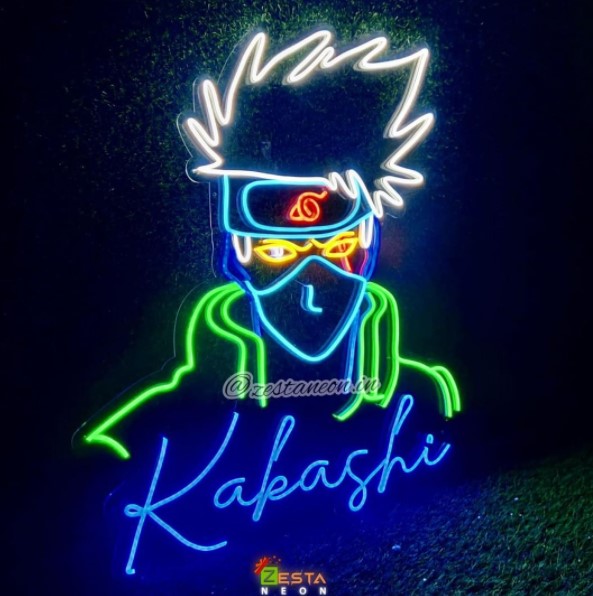 Kakashi glow sign board, neon lights, neon sign board