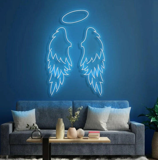 Angel Neon Light Wings Sign Board for Room.