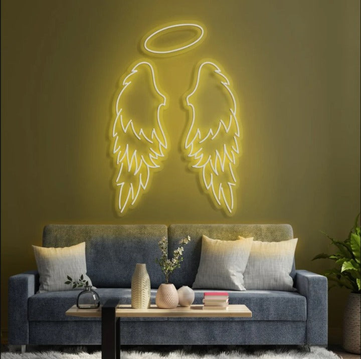 Angel Wings Neon Sign Board for Room