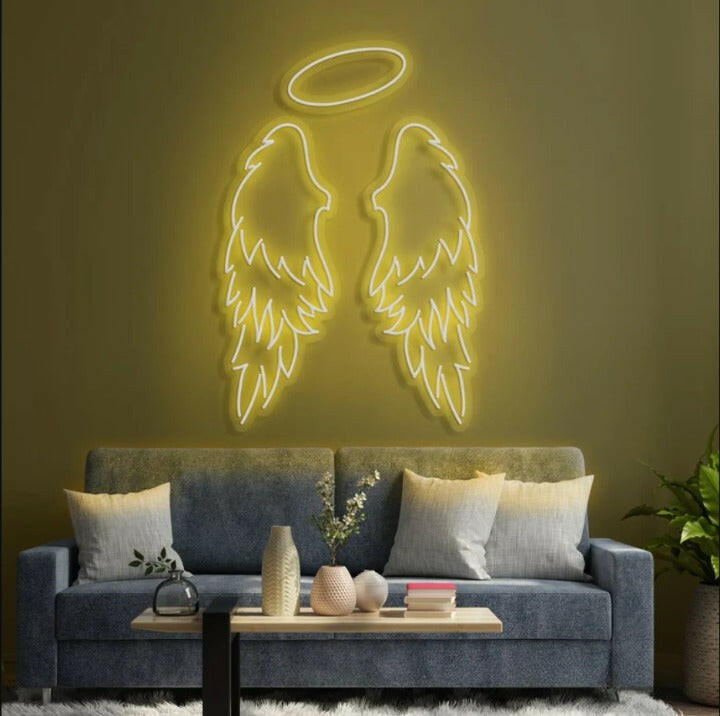 Angel Neon Light Wings Sign Board for Room.