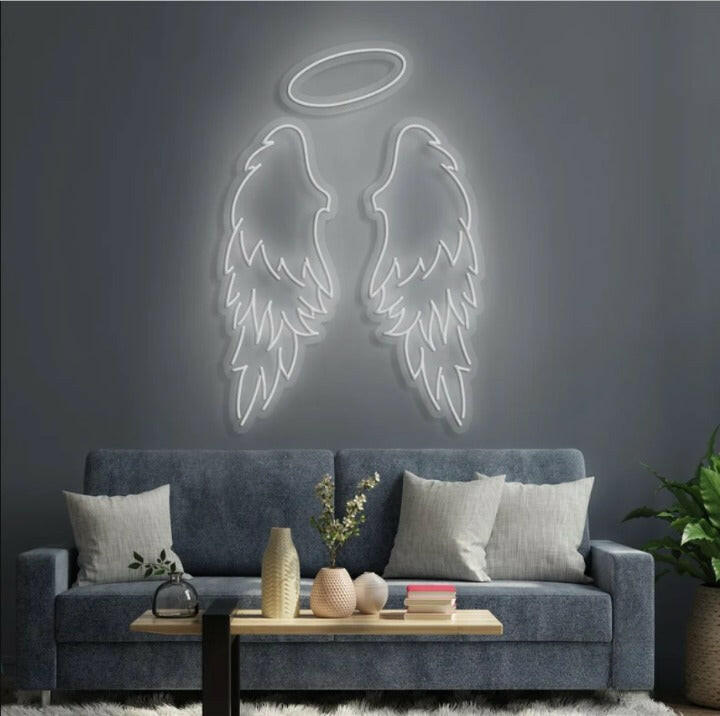 Angel Neon Light Wings Sign Board for Room.