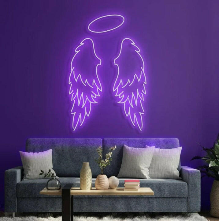 Angel Neon Light Wings Sign Board for Room.