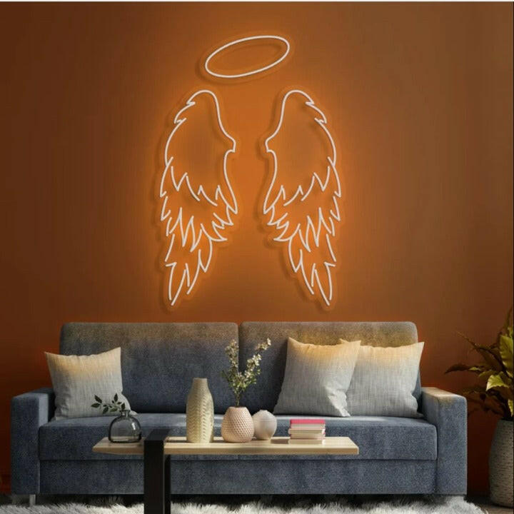 Angel Neon Light Wings Sign Board for Room.