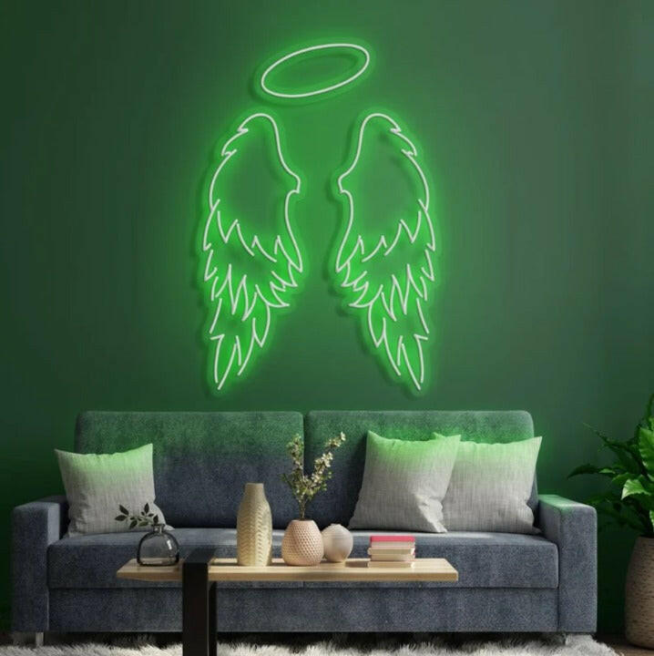Angel Neon Light Wings Sign Board for Room.