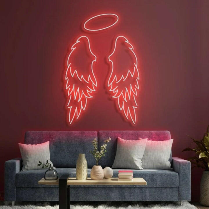 Angel Neon Light Wings Sign Board for Room.