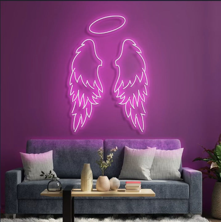 Angel Wings Neon Sign Board for Room