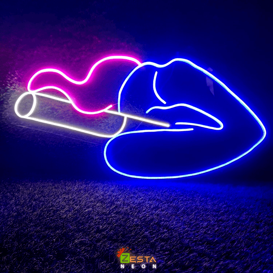 Aesthetic Neon Sign, Zesta Neon, lips neon sign, lips neon light art