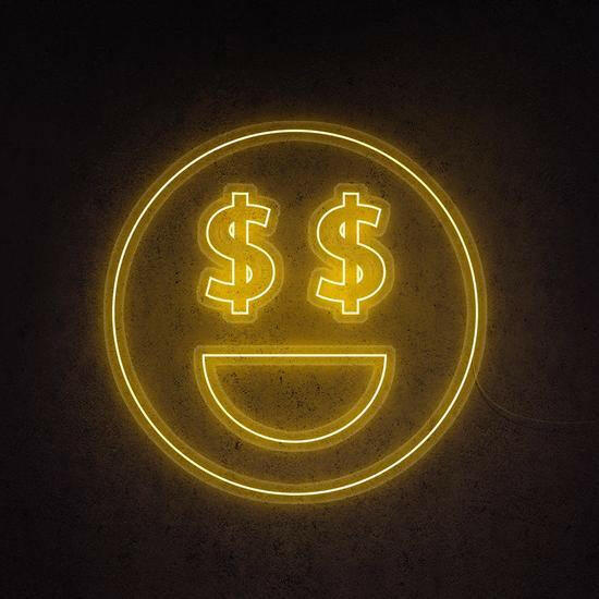 dollar face neon sign, zesta neon, neon sign art, custom neon lights, dollar neon sign