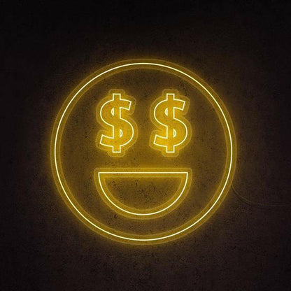 dollar face neon sign, zesta neon, neon sign art, custom neon lights, dollar neon sign