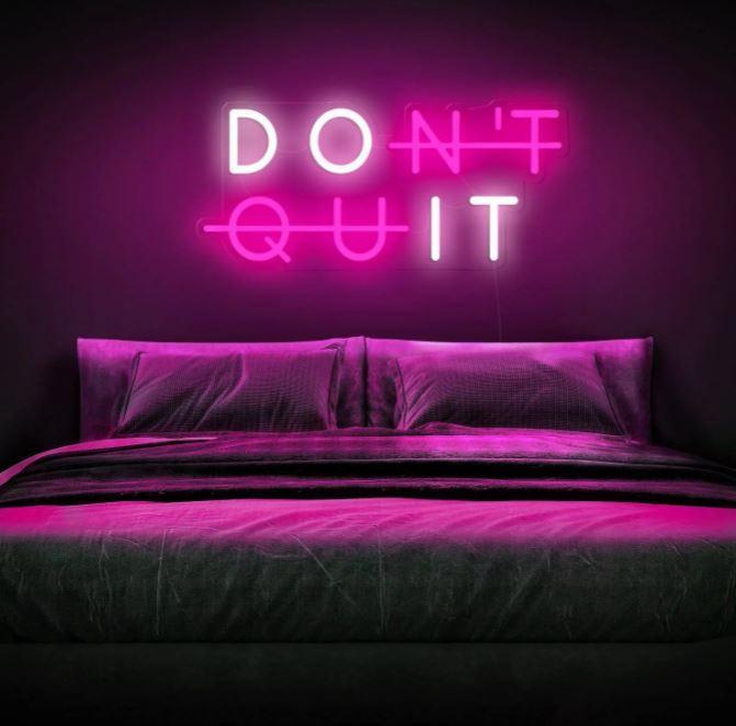 Zesta Neon, Don't Quit, neon board, Neon Quote - Don't Quit neon lights, neon sign, neon sign quotes, neon light quotes 