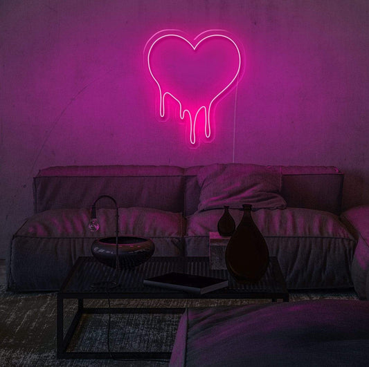 Dripping heart glow sign board, zesta neon, Heart Neon Sign, neon lights, custom neon sign, heart neon lights