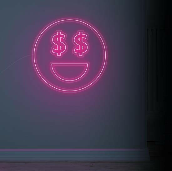dollar face neon sign, zesta neon, neon sign art, custom neon lights, dollar neon sign