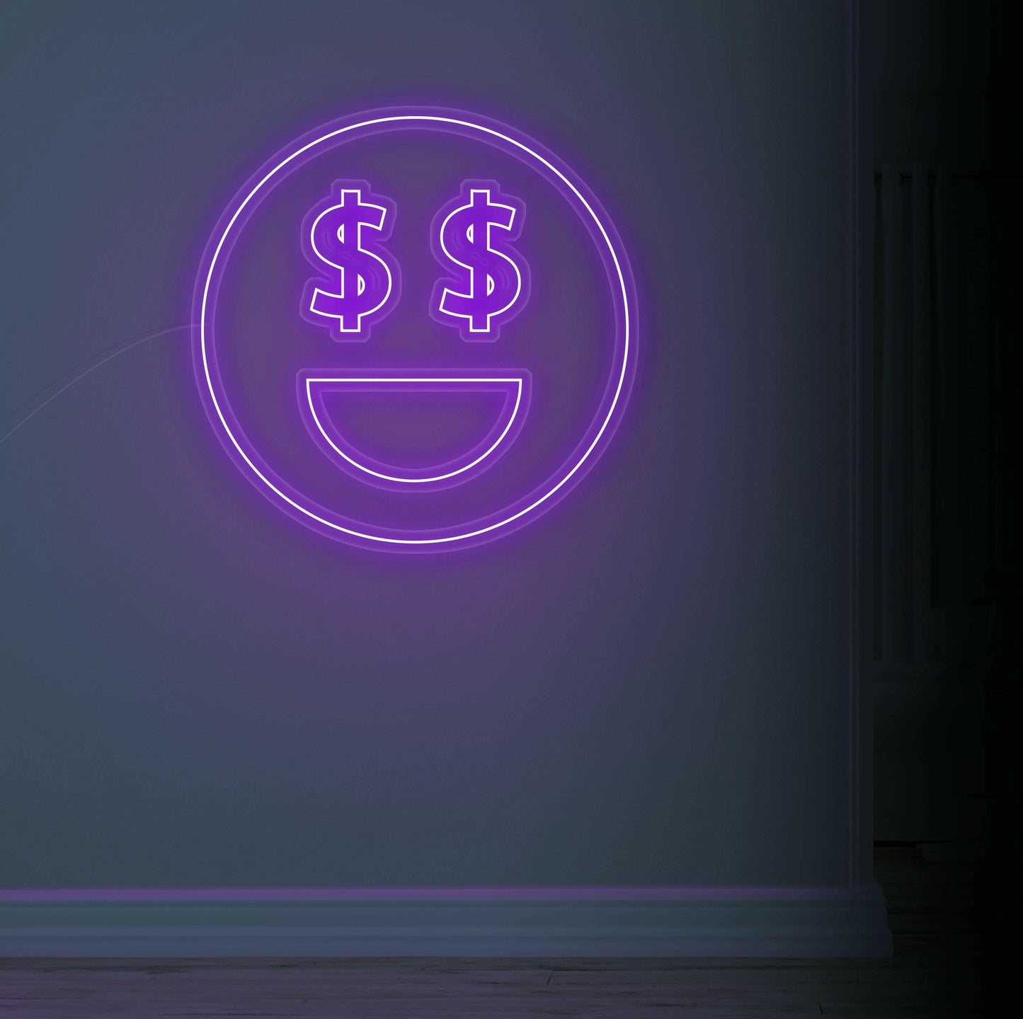 dollar face neon sign, zesta neon, neon sign art, custom neon lights, dollar neon sign