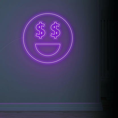 dollar face neon sign, zesta neon, neon sign art, custom neon lights, dollar neon sign