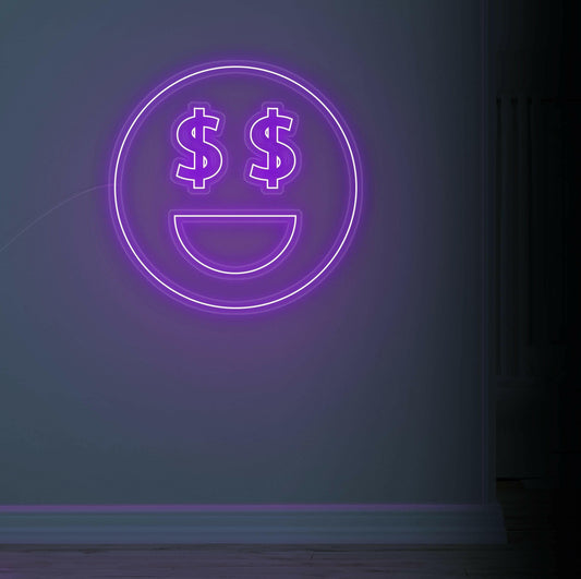 dollar face neon sign, zesta neon, neon sign art, custom neon lights, dollar neon sign