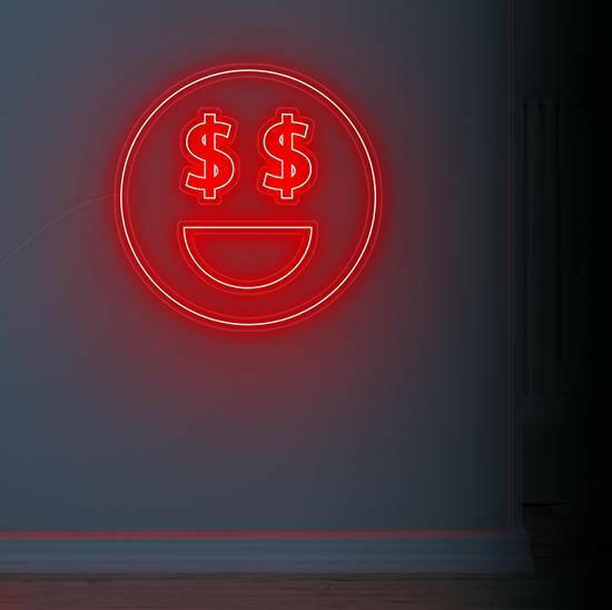 dollar face neon sign, zesta neon, neon sign art, custom neon lights, dollar neon sign