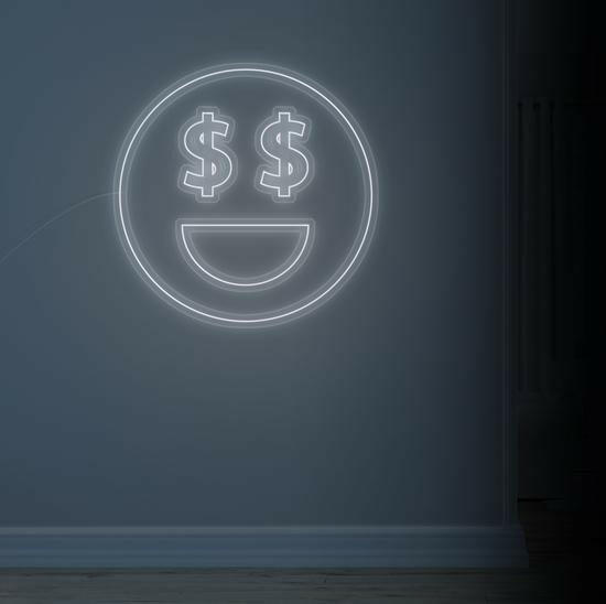 dollar face neon sign, zesta neon, neon sign art, custom neon lights, dollar neon sign